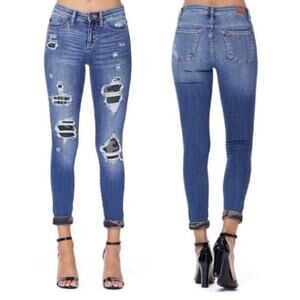 Judy Blue Women’s Camo Patch Skinny Jeans Distressed Size 7/28 JB82109MD